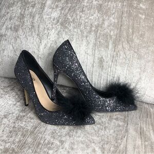 mix no 6 heels Size 9.5 Glitter Formal Silver Black Special Occasion Holiday